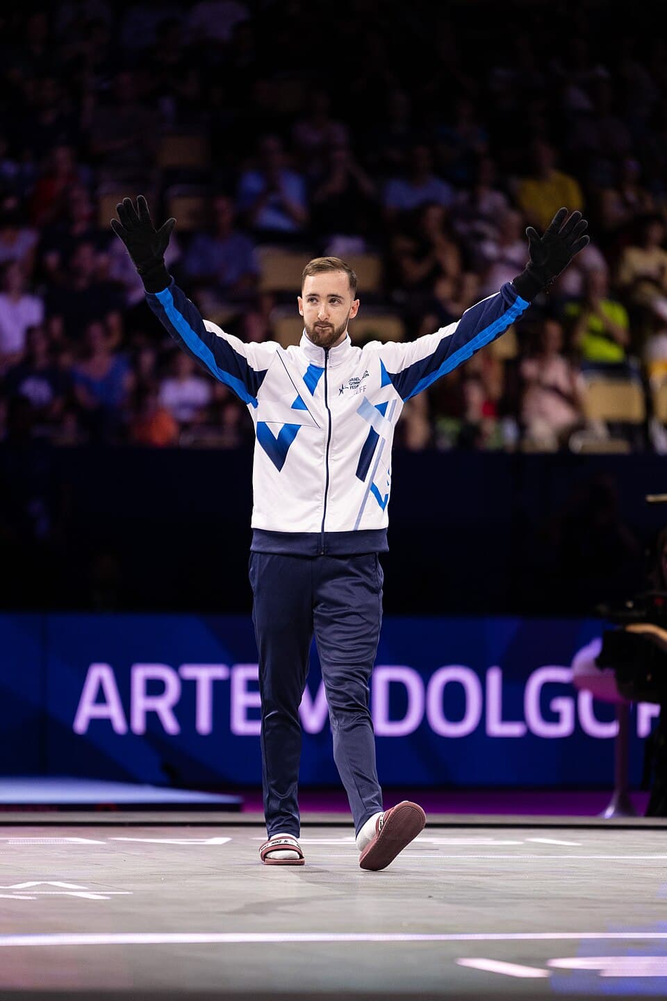 Impressions from Presentation of Athletes at Apparatus Final 2022 European Championships in Men's Artistic Gymnastics (Seniors) Depicted: Artem Dolgopyat Photo taken in Olympic Hal