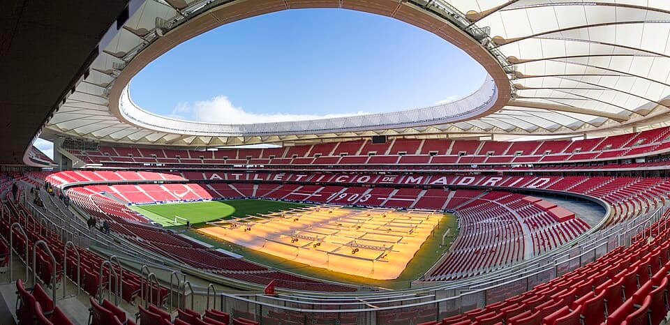 Panoramic view of the Wanda Metropolitano stadium, home of Atlético de Madrid