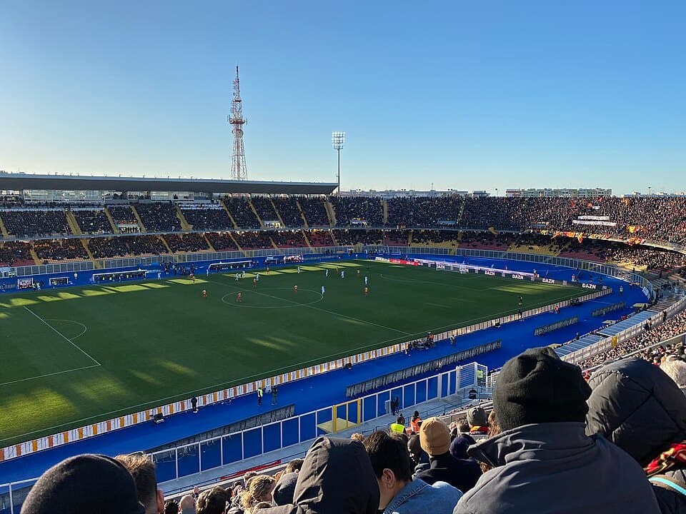 The Stadio Via del Mare in Lecce during a Serie A Match between US Lecce and SPAL Ferrara in February 2020