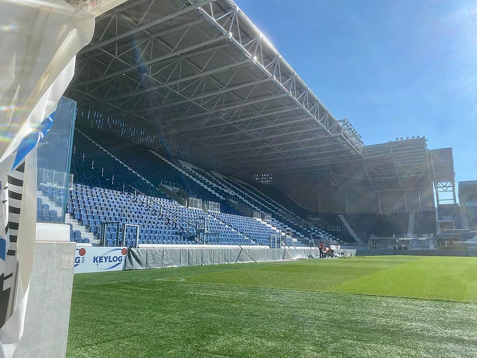 The „Curva Nord Pisani“ of Atalanta‘s Gewiss Stadium in 2020