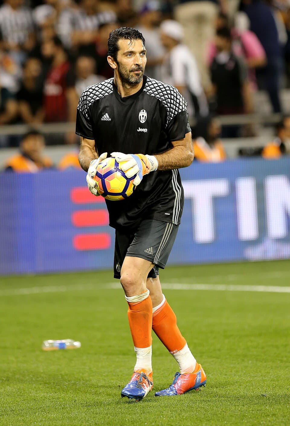 Gianluigi Buffon reacts during the Italian Super Cup match against AC Milan in Doha, Qatar. Doha Stadium Plus - Vinod Divakaran
