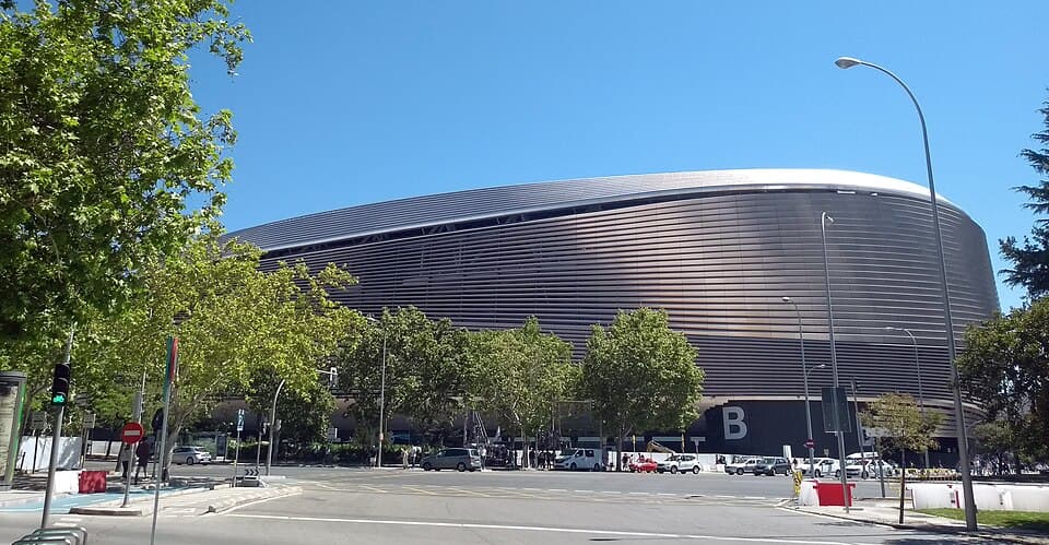 West façade of Santiago Bernabéu Stadium in Madrid ( Spain )