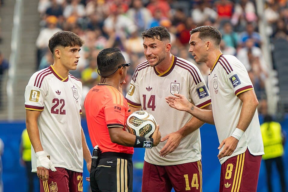Pau Cubarsi Aymeric Laporte Fabian Ruiz during France v Spain at the 2026 FIFA World Cup