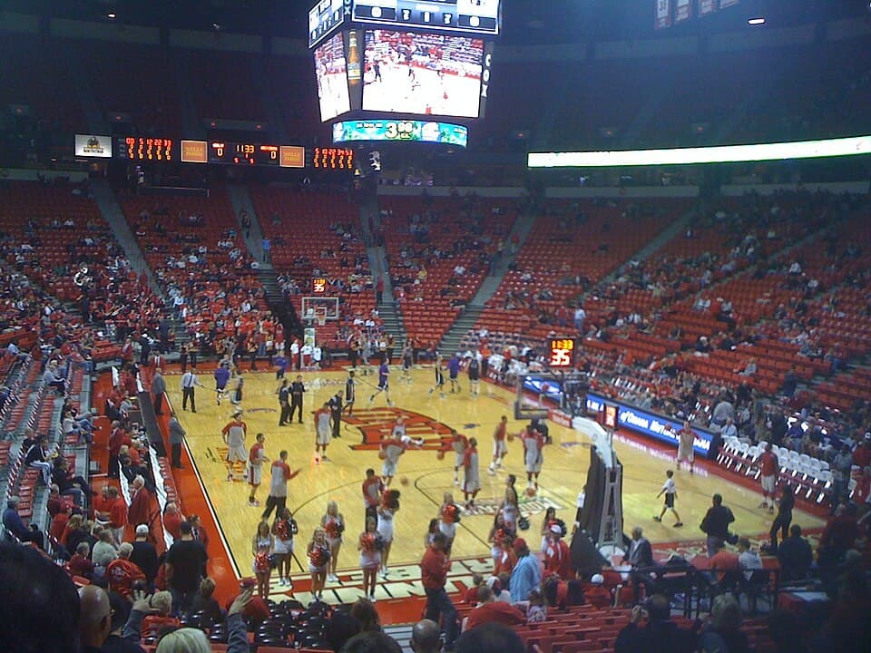 The court and stands inside the Thomas and Mack Center in Las Vegas