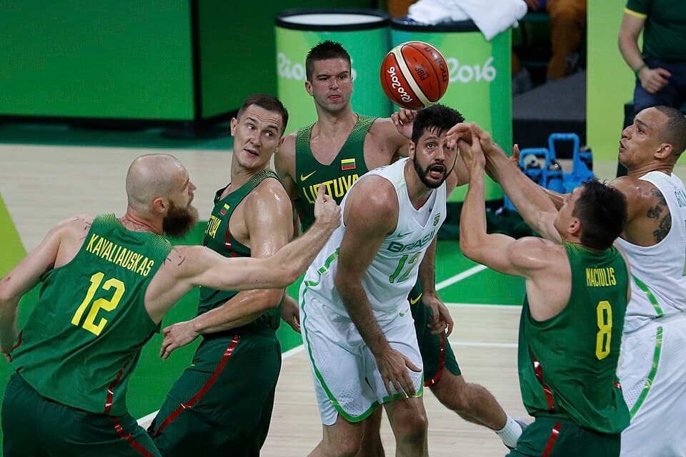 A game between Lithuania and Brazil men's national basketball teams at the 2016 Summer Olympics