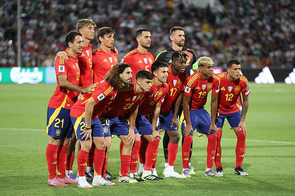 Spain’s national team line up in 2025, including Mikel Oyarzabal, Lamine Yamal and Pedro Porro