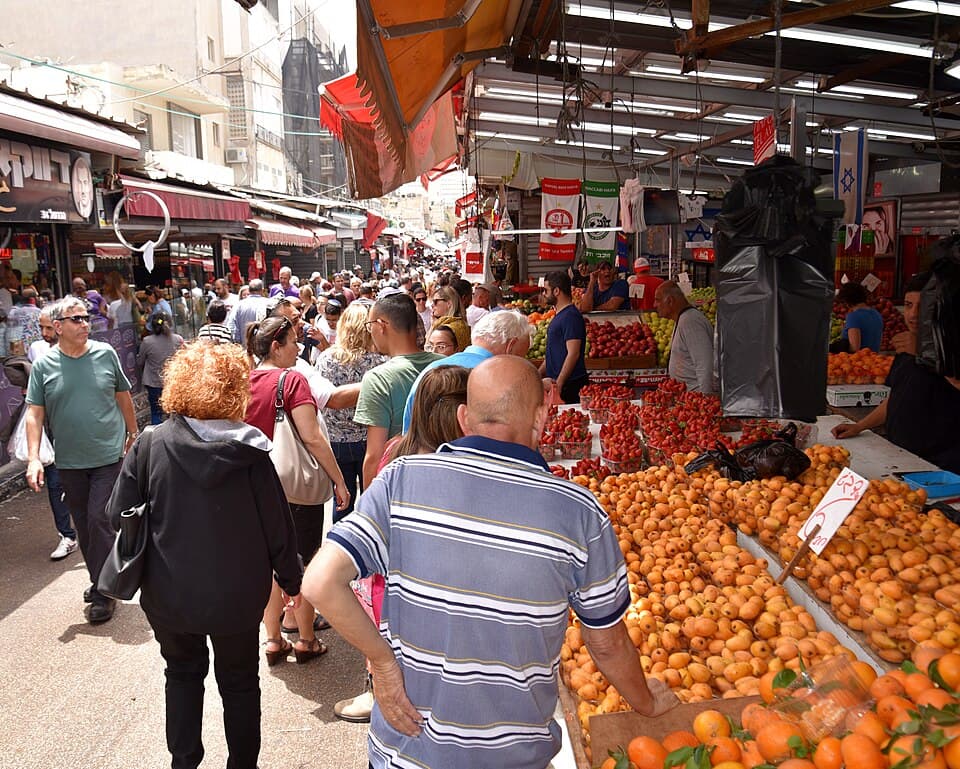 View of a HaCarmel Street stall, Carmel Market , Tel Aviv, Israel