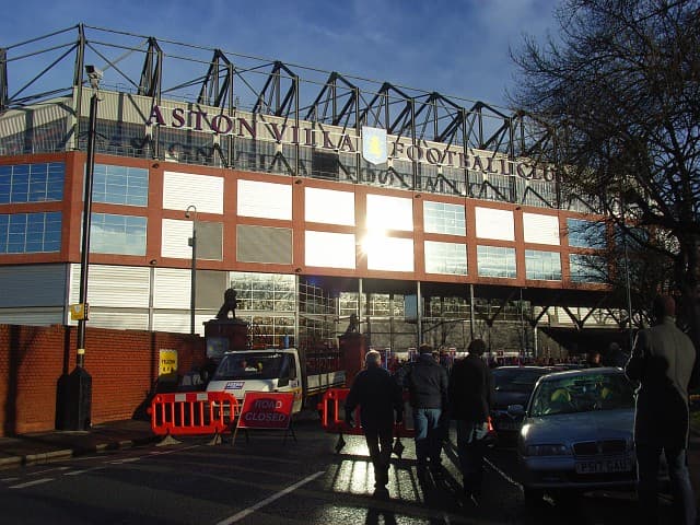 Villa Park's Trinity Road Stand seen from Trinity Road in Birmingham