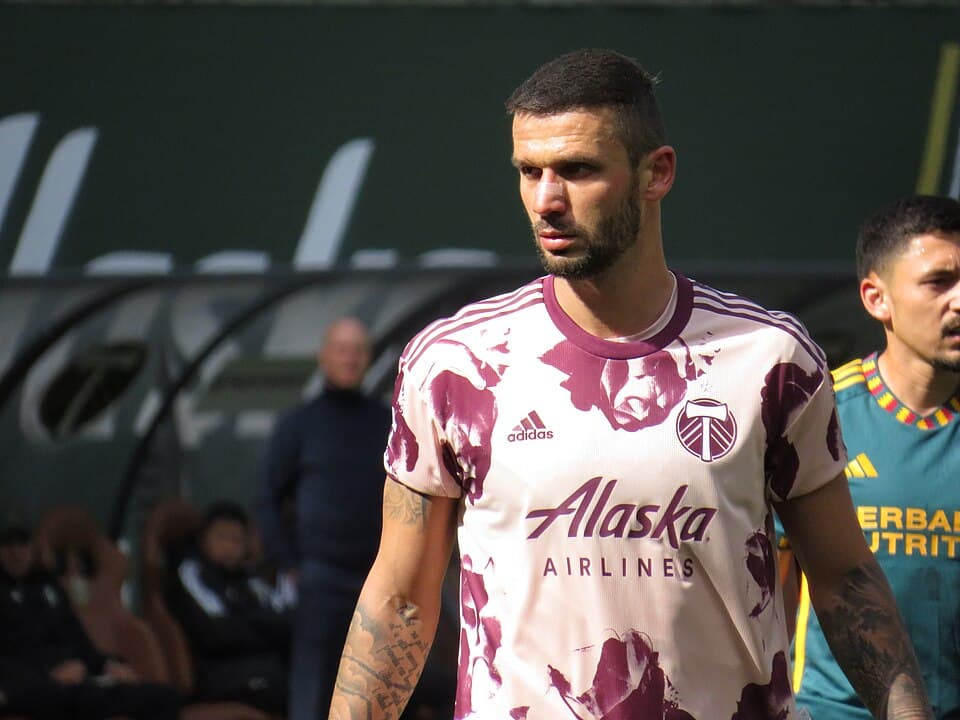 Dario Župarić during the match between the Portland Timbers and the Los Angeles Galaxy at Providence Park on March 25, 2023 in Portland, Oregon