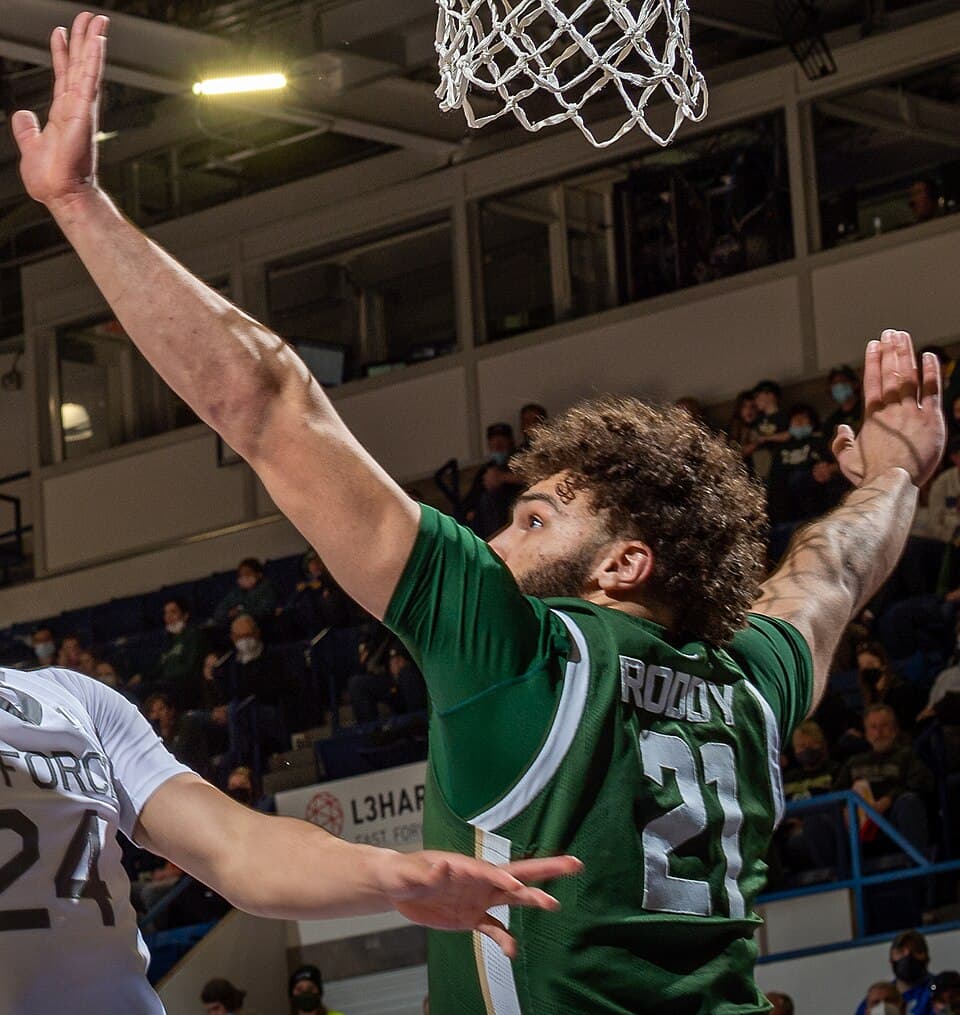 David Roddy defends at the rim for Colorado State