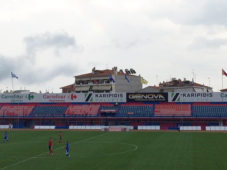 Veria stadium during the international match of Greece women's national team against Albania as part of World Cup's 2015 European qualification round
