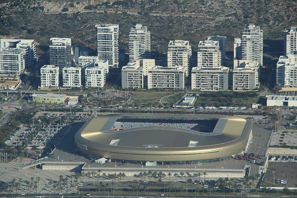 Aerial view of the Sammy Ofer Stadium in Haifa