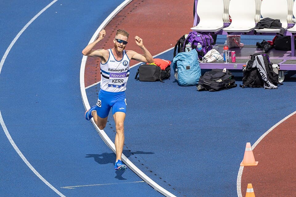 Josh Kerr winning the 5000m final at the 2025 UK Athletics Championships