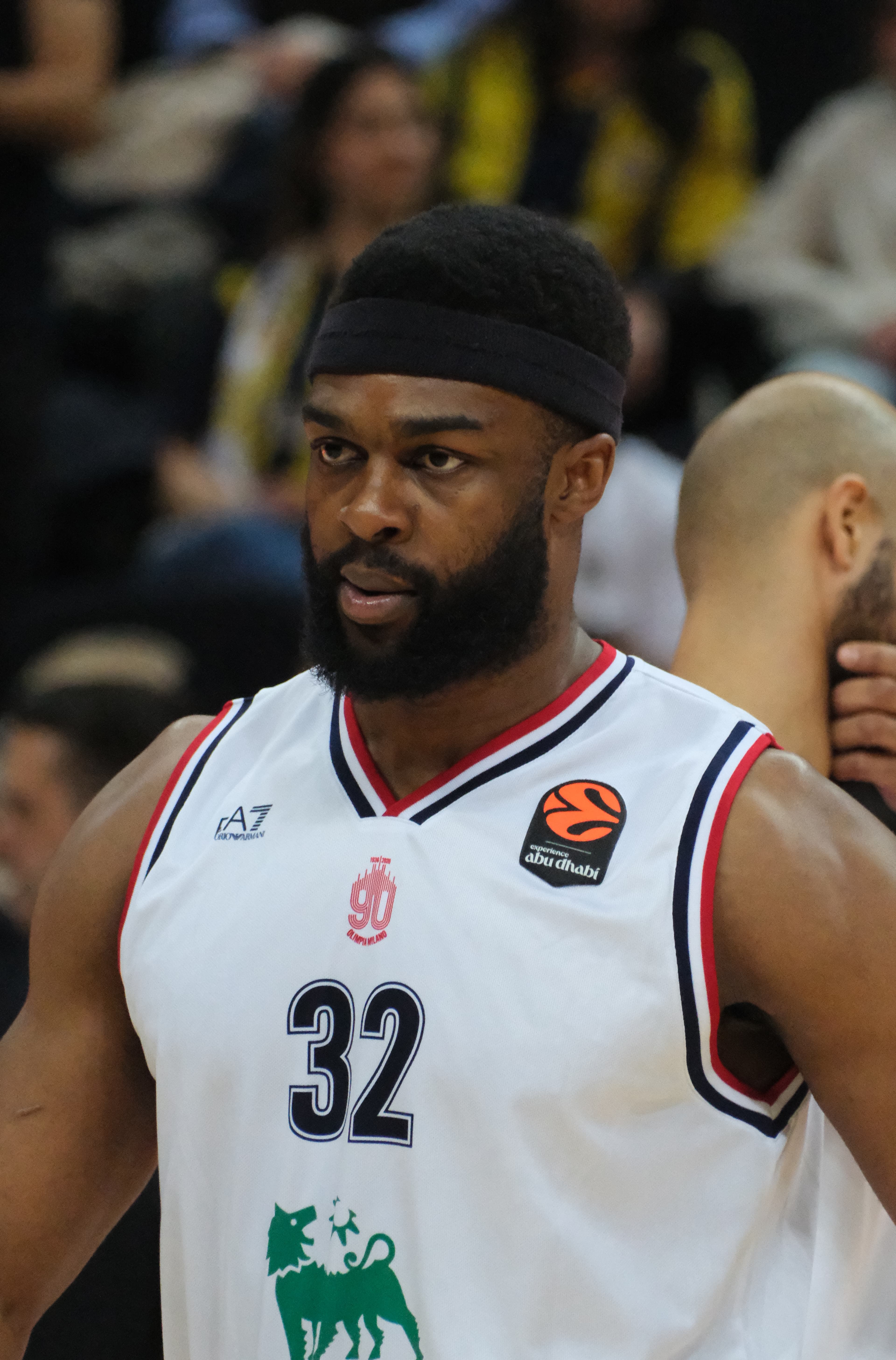 Josh Nebo in action for Olimpia Milano during a EuroLeague game