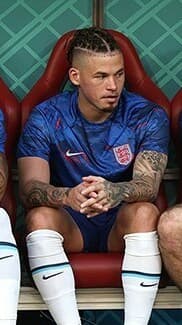 Kalvin Phillips on the substitutes' bench for the England national association football team during a match against the Iran national association football team at the 2022 FIFA Wor
