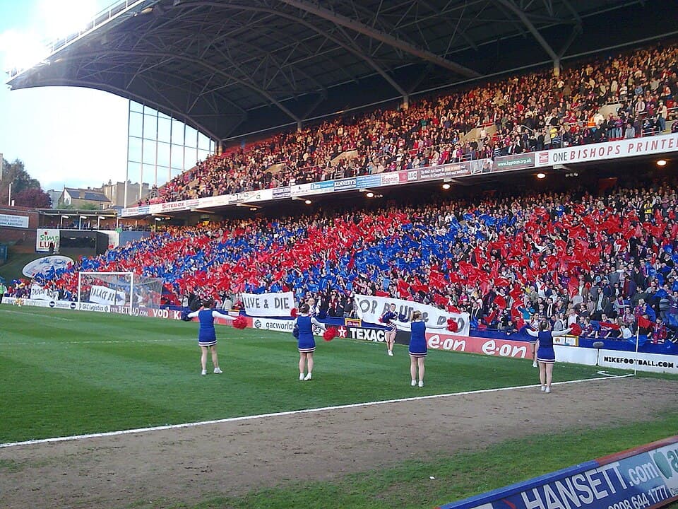 A flag display at Crystal Palace F.C.'s Selhurst Park Stadium