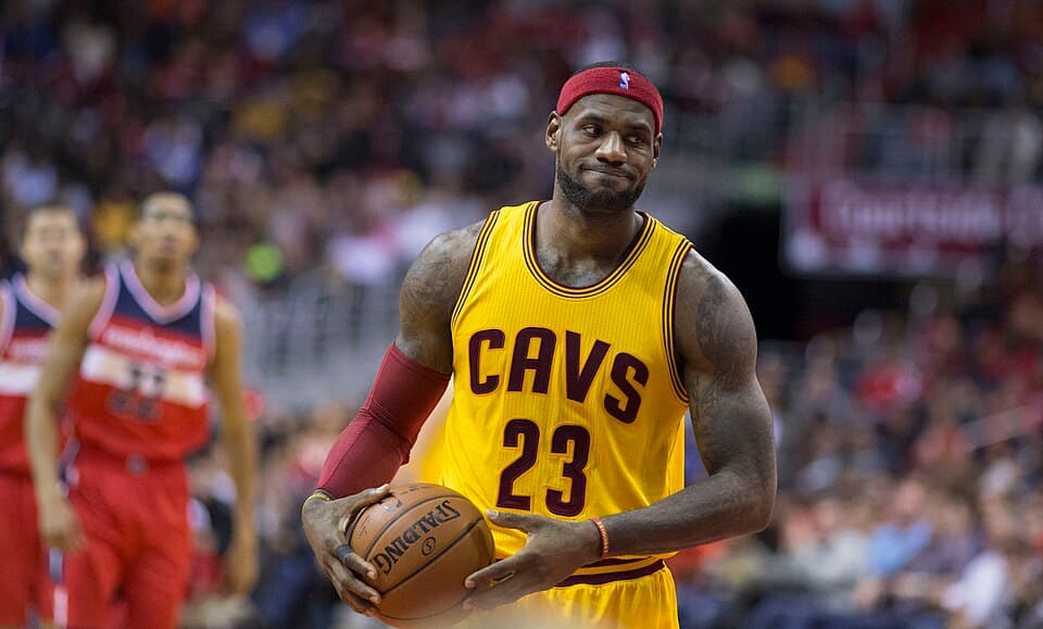 LeBron James of the Cleveland Cavaliers in a game against the Washington Wizards at Verizon Center on November 21, 2014 in Washington, DC