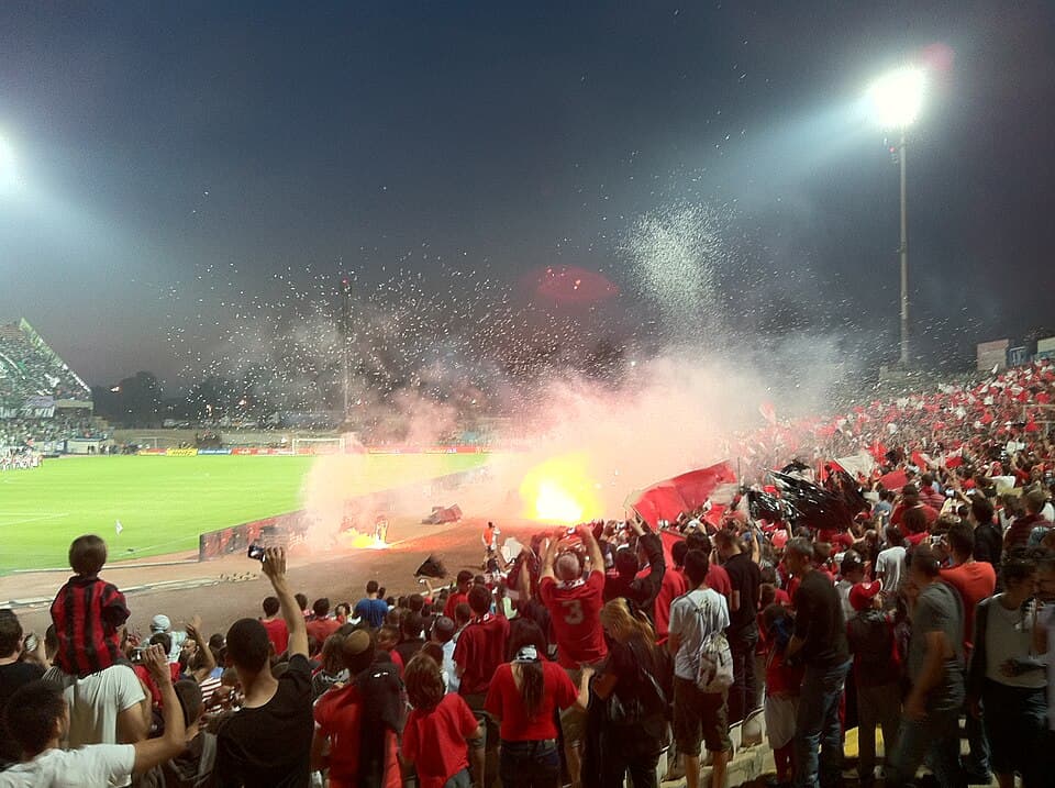 Hapoel Tel Aviv fans, Israeli cup final at Ramat Gan Stadium, May 2012