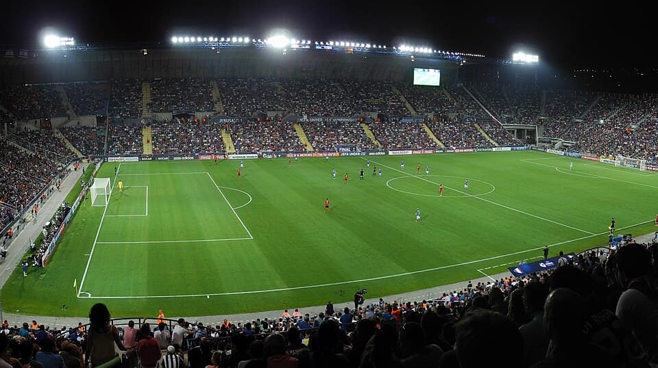 Teddy Stadium interior, Jerusalem during UEFA U21 final match between Spain and Italy