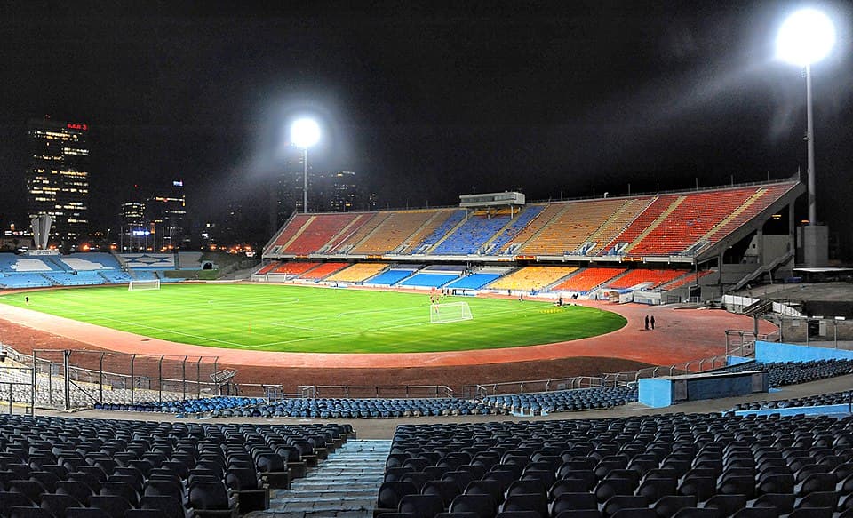 The pitch and stands at Ramat Gan Stadium