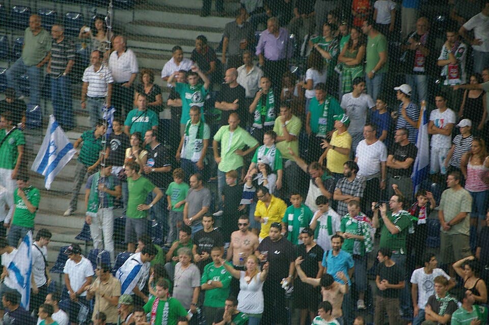 Supporters of Maccabi Haifa during the Championsleague qualifier 4th round in Salzburg