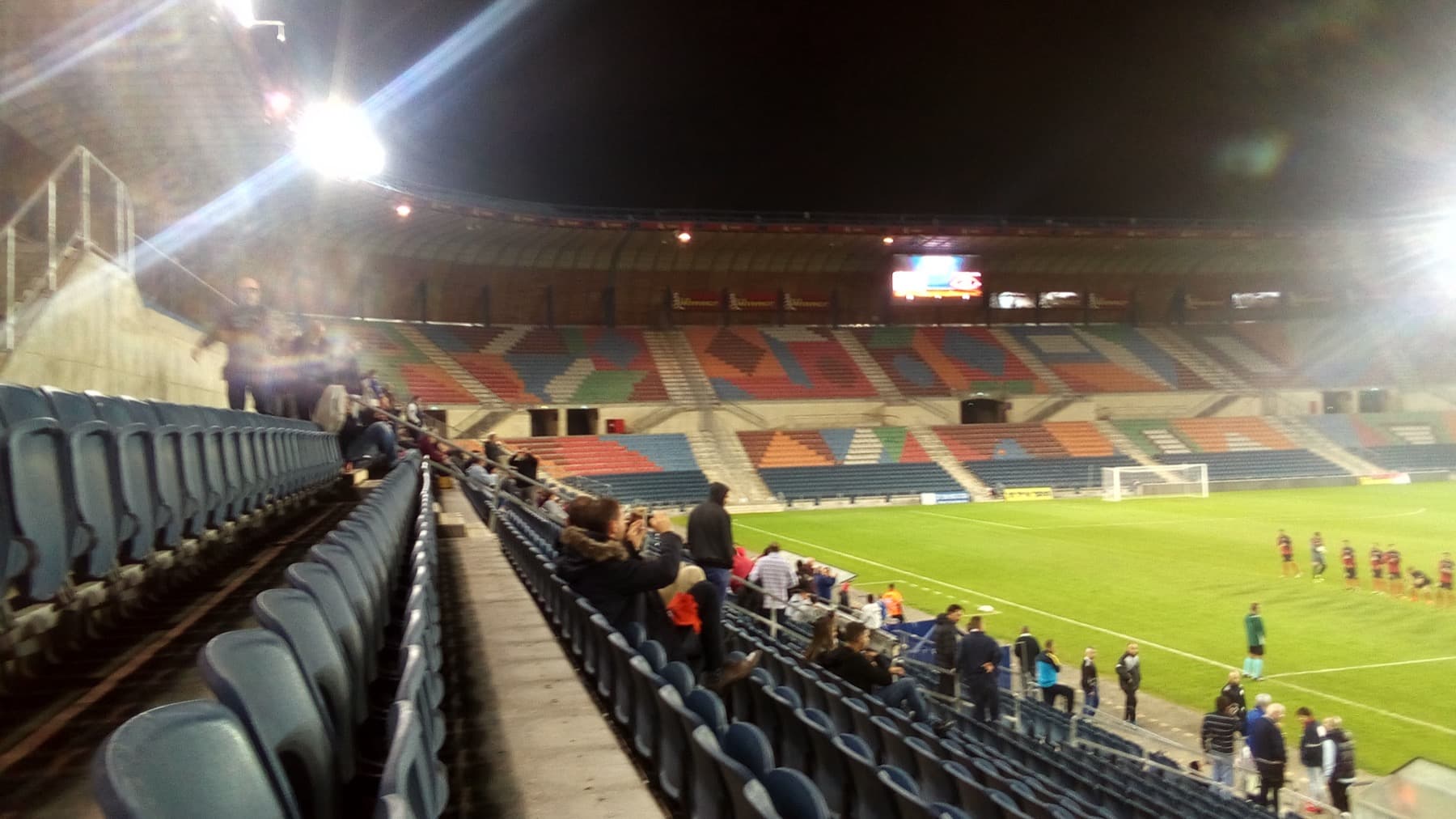 The pitch and stands inside Teddy Stadium in Jerusalem