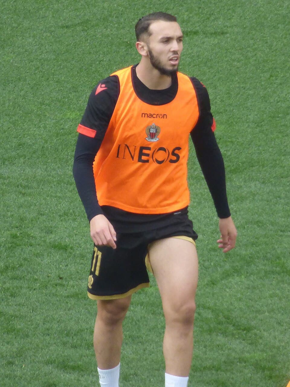 Amine Gouiri lors du match Lens - Nice, comptant pour la 31ème journée du championnat de France de Ligue 1 2021-2022, le 10 avril 2022, au Stade Bollaert-Delelis
