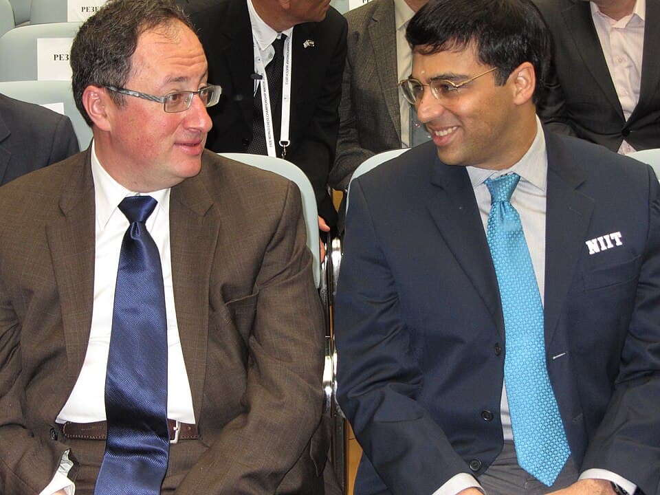 Borís Gélfand y Vishy Anand durante el Campeonato Mundial 2012
