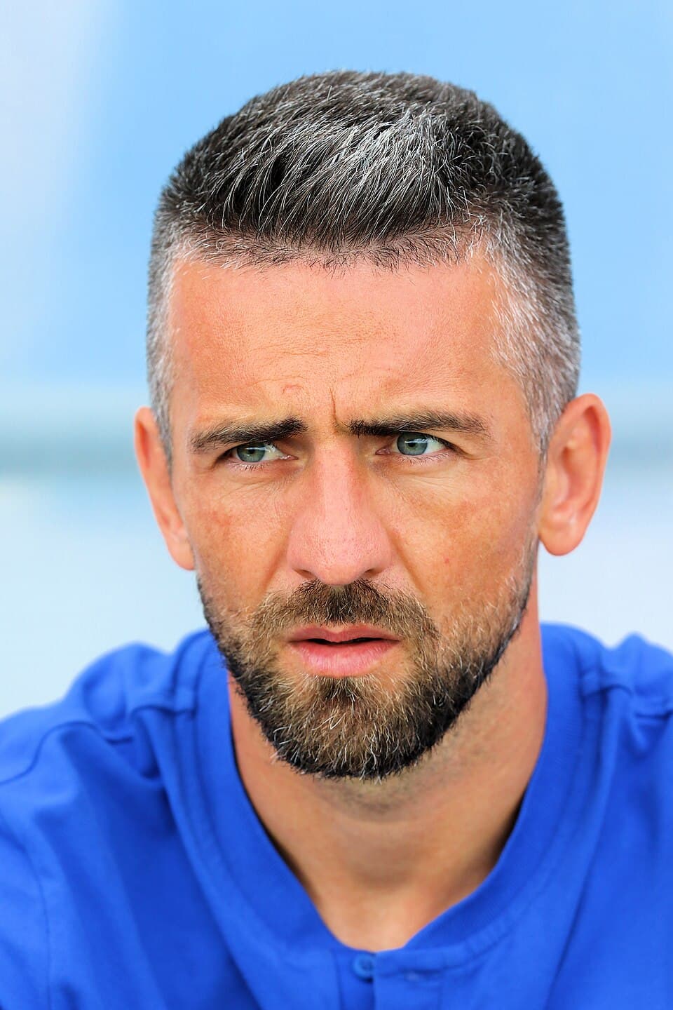 Friendly match Hertha BSC (blue-white shirts) vs. West Ham United (red-blue shirts) at 31-07-2019 3-5 (3-2) in the Sonnenseestadium in Ritzing . – The photo shows Vedad Ibišević (H