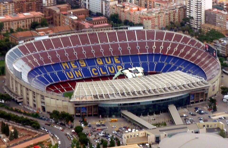 Aerial view of the Camp Nou in Barcelona