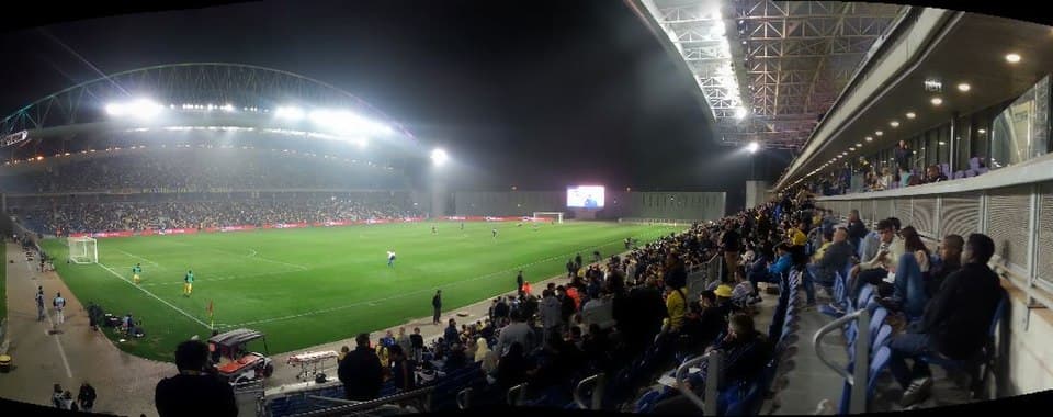 A panoramic view of the pitch and stands of the Netanya Stadium
