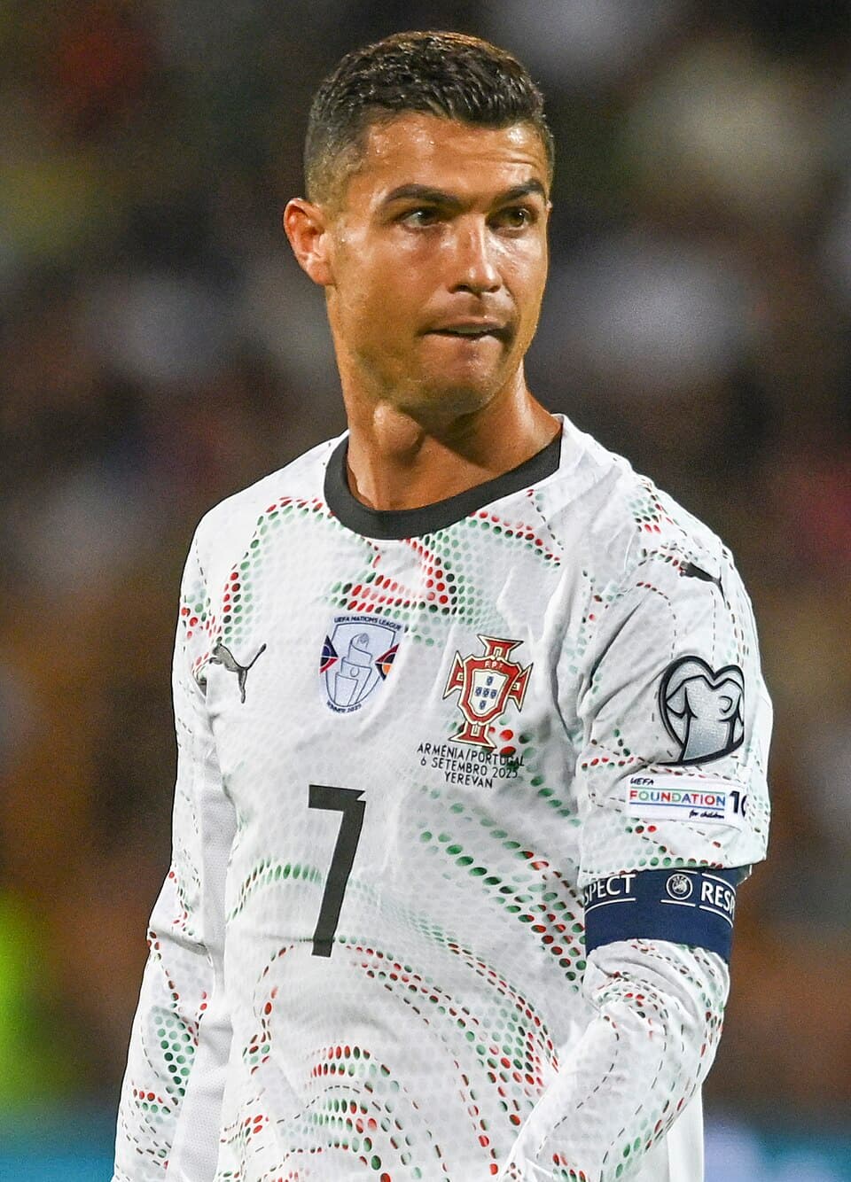 YEREVAN, ARMENIA, SEPTEMBER 6, 2025: Cristiano Ronaldo of Portugal celebrates his goal during the FIFA World Cup 2026 Qualifying match between Armenia and Portugal at Republican St