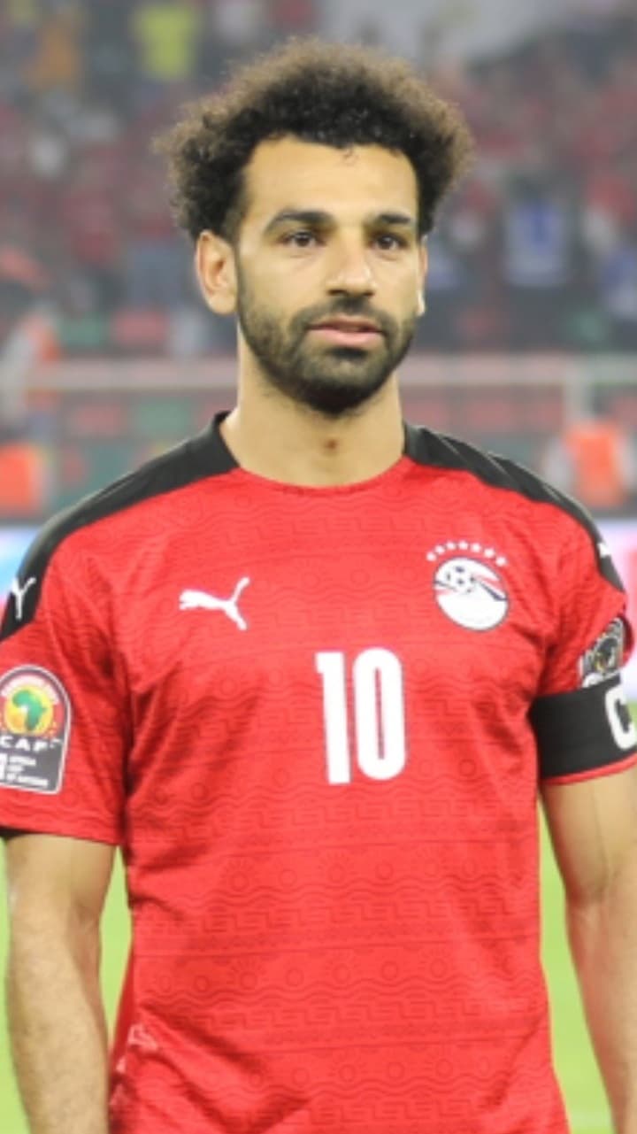 Mohamed Salah with the Egyptian national team at the 2021 Africa Cup of Nations final