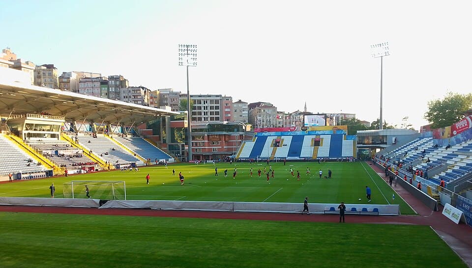 The pitch and stands inside Kasımpaşa's Recep Tayyip Erdoğan Stadium