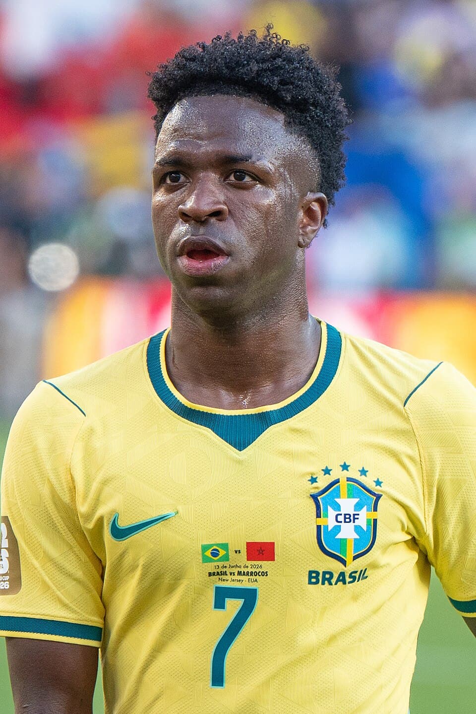 Vinícius Júnior during Brazil v Morocco on 13 June 2026 at the 2026 FIFA World Cup at NY/NJ Stadium in East Rutherford, NJ