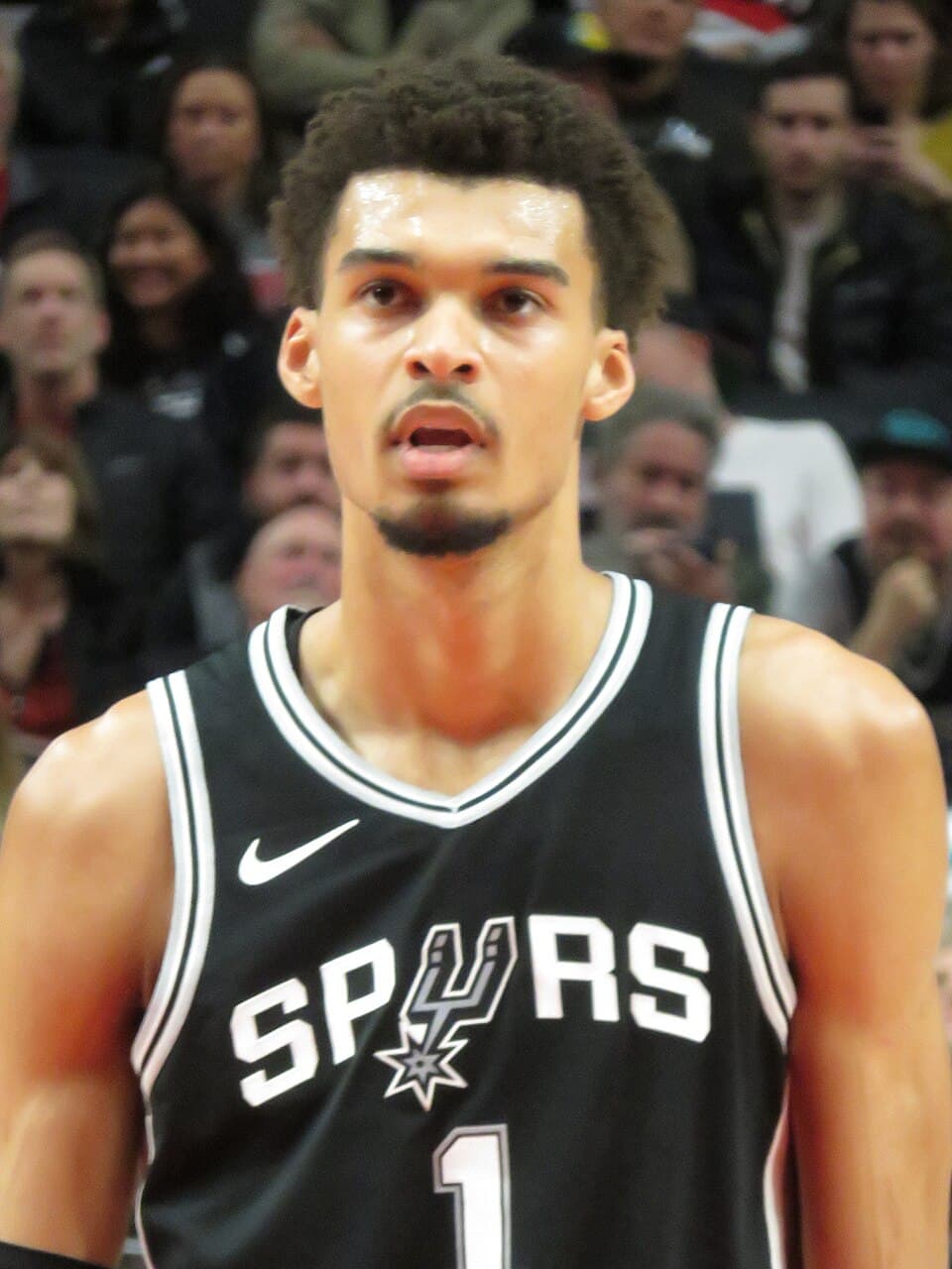 Victor Wembanyama #1 of the San Antonio Spurs against the Portland Trail Blazers on December 13, 2024 at Moda Center in Portland, Oregon