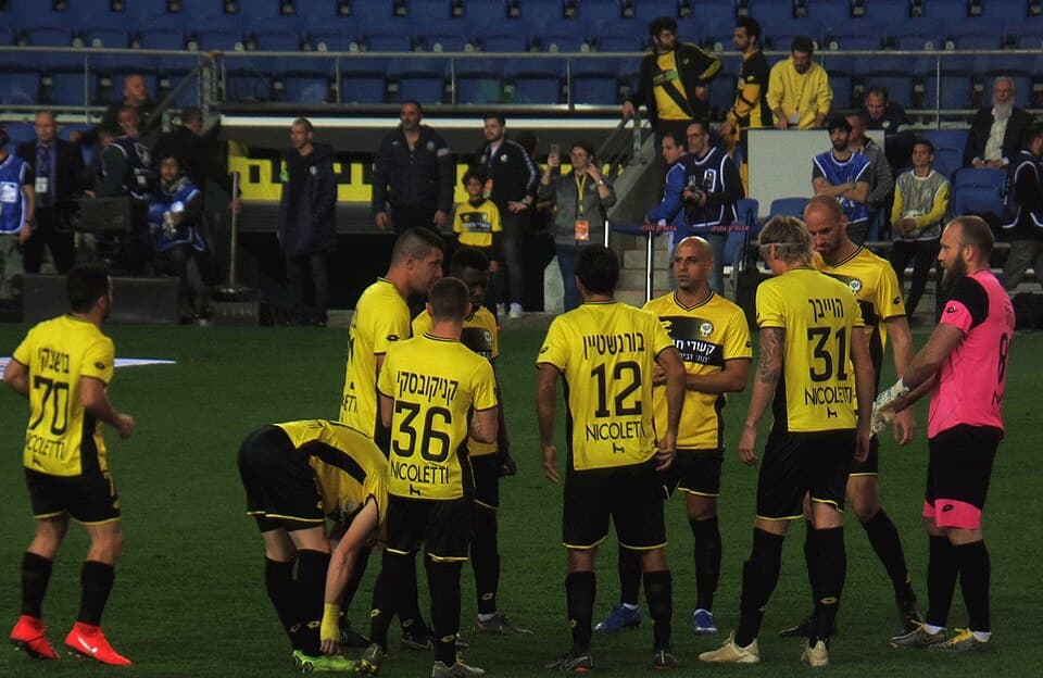 Maccabi Netanya players on the pitch during a match
